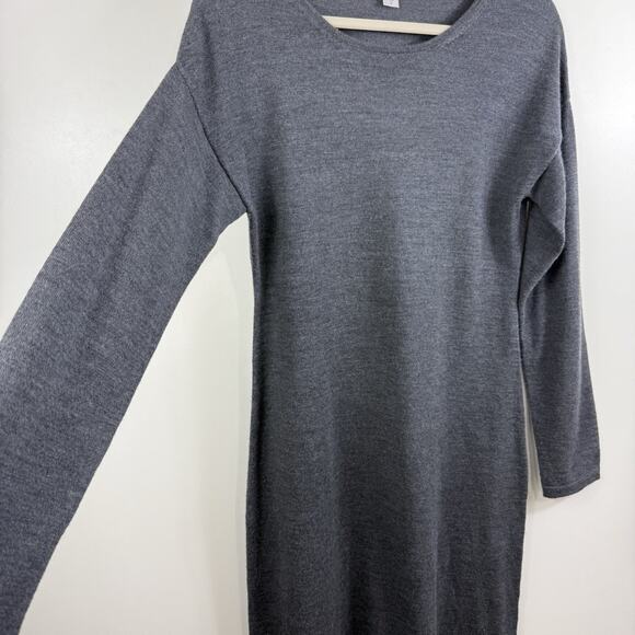 Garnet Hill Gray 100% Merino Wool Sweater Dress Medium Long Sleeve Neutral - Picture 3 of 12